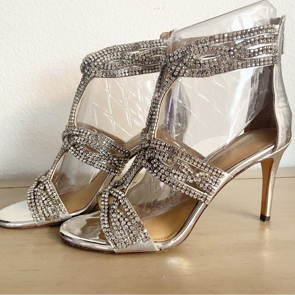 Antonio Melani silver rhinestone bling strappy heels size 8 - Picture 5 of 11